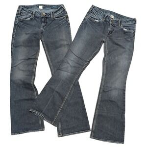 Silver Jeans Bundle 2 Aiko Bootcut 29 Faded Wash Boot Leg 2 Pairs!